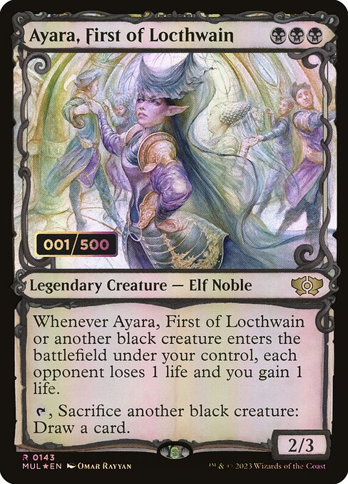 Ayara, Prima di Loctevenna (Ayara, First of Locthwain) - Throne of Eldraine (#75) - Illustrated by Ryan Pancoast - Magic: The Gathering Card