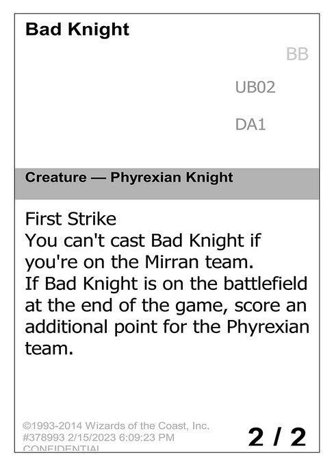 Bad Knight - Unknown Event (#UB02a) - Magic: The Gathering Card