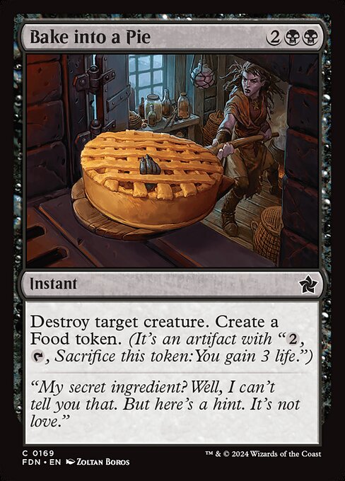 Cuocere in una Torta (Bake into a Pie) - Foundations (#169) - Illustrated by Zoltan Boros - Magic: The Gathering Card