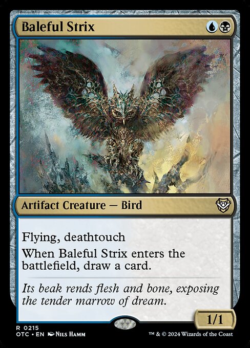 Baleful Strix - Outlaws of Thunder Junction Commander (#215) - Illustrated by Nils Hamm - Magic: The Gathering Card