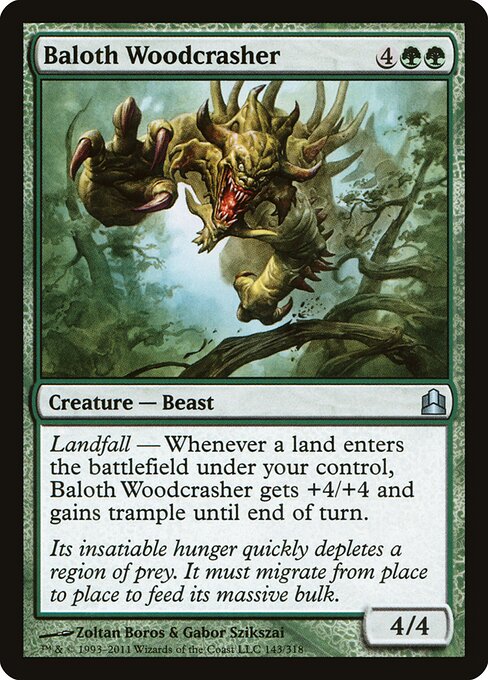 Forstzertrampelnder Baloth (Baloth Woodcrasher) - Commander 2011 (#143) - Illustrated by Zoltan Boros & Gabor Szikszai - Magic: The Gathering Card