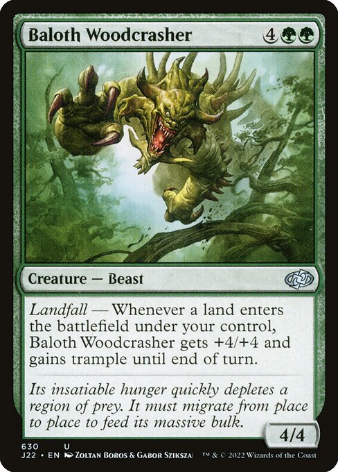 闯林巴洛西 (Baloth Woodcrasher) - Jumpstart 2022 (#630) - Illustrated by Zoltan Boros & Gabor Szikszai - Magic: The Gathering Card
