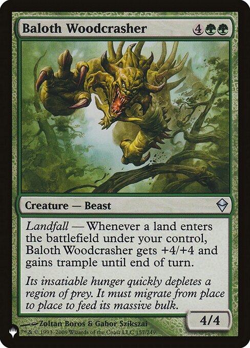 Baloth Woodcrasher - The List (#ZEN-157) - Illustrated by Zoltan Boros & Gabor Szikszai - Magic: The Gathering Card