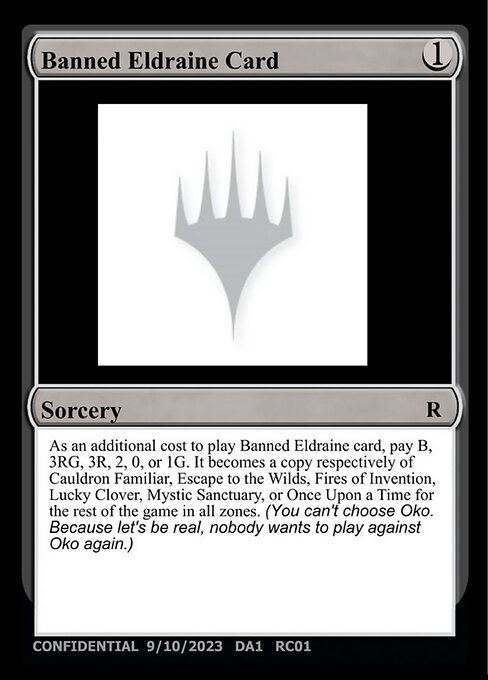 Banned Eldraine Card - Unknown Event (#RC01a) - Magic: The Gathering Card