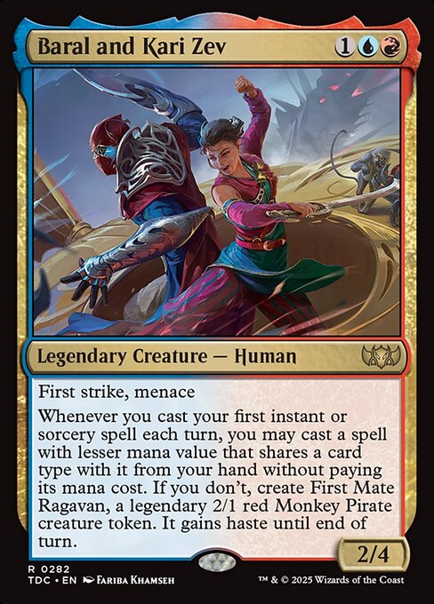 Baral and Kari Zev - Tarkir: Dragonstorm Commander (#282) - Illustrated by Fariba Khamseh - Magic: The Gathering Card