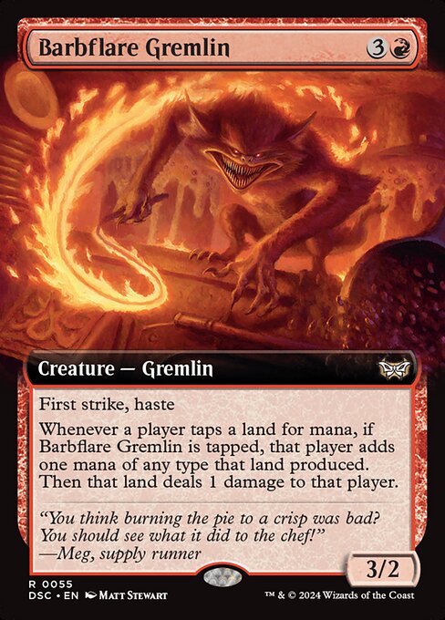 有刺炎のグレムリン (Barbflare Gremlin) - Duskmourn: House of Horror Commander (#55) - Illustrated by Matt Stewart - Magic: The Gathering Card