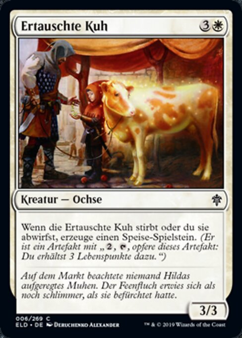 待售乳牛 (Bartered Cow) - Throne of Eldraine (#6) - Illustrated by Deruchenko Alexander - Magic: The Gathering Card