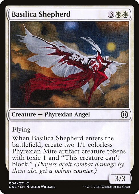 宗堂牧者 (Basilica Shepherd) - Phyrexia: All Will Be One (#4) - Illustrated by Allen Williams - Magic: The Gathering Card