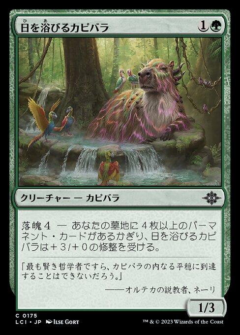 日を浴びるカピバラ (Basking Capybara) - The Lost Caverns of Ixalan (#175) - Illustrated by Ilse Gort - Magic: The Gathering Card