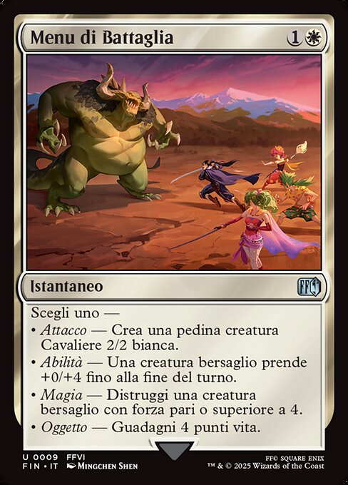Battle Menu - Final Fantasy (#9) - Illustrated by Mingchen Shen - Magic: The Gathering Card