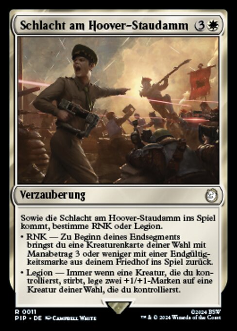 Batalla de la presa Hoover (Battle of Hoover Dam) - Fallout (#11) - Illustrated by Campbell White - Magic: The Gathering Card