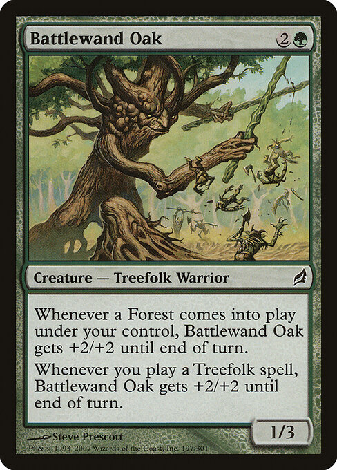 Battlewand Oak - Lorwyn (#197) - Illustrated by Steve Prescott - Magic: The Gathering Card