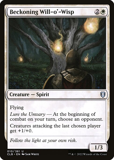 誘うウィル・オ・ウィスプ (Beckoning Will-o'-Wisp) - Commander Legends: Battle for Baldur's Gate (#10) - Illustrated by Sam White - Magic: The Gathering Card
