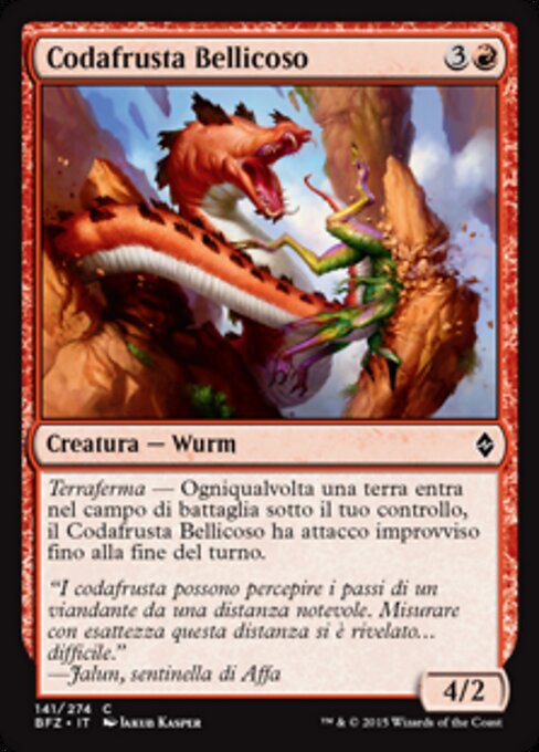 적대적인 꼬리채찍 (Belligerent Whiptail) - Battle for Zendikar (#141) - Illustrated by Jakub Kasper - Magic: The Gathering Card