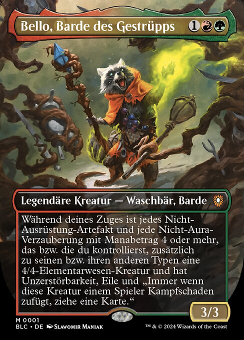 Bello, barde des ronces (Bello, Bard of the Brambles) - Bloomburrow Commander (#1) - Illustrated by Slawomir Maniak - Magic: The Gathering Card