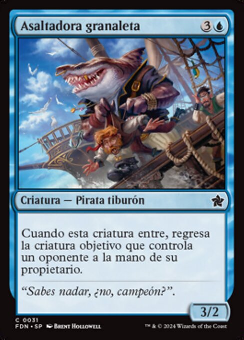 Asaltadora granaleta (Bigfin Bouncer) - Foundations (#31) - Illustrated by Brent Hollowell - Magic: The Gathering Card