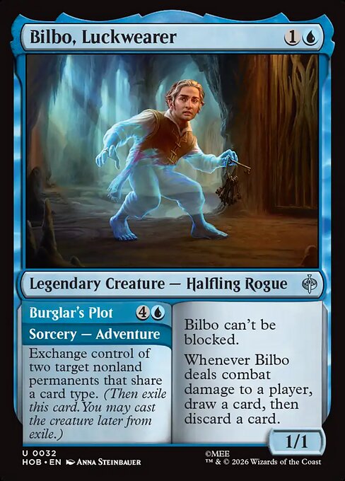 Bilbo, Luckwearer // Burglar's Plot - The Hobbit (#32) - Illustrated by Anna Steinbauer - Magic: The Gathering Card