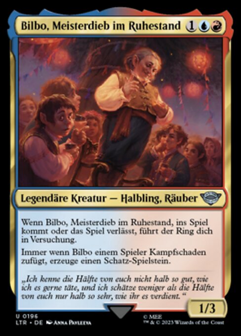 Bilbo, Meisterdieb im Ruhestand (Bilbo, Retired Burglar) - The Lord of the Rings: Tales of Middle-earth (#196) - Illustrated by Anna Pavleeva - Magic: The Gathering Card