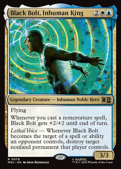 インヒューマンズの王、ブラックボルト (Black Bolt, Inhuman King) - Marvel Super Heroes Commander (#394) - Illustrated by Irvin Rodriguez - Magic: The Gathering Card