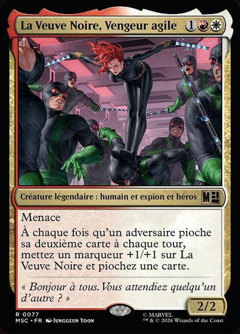La Veuve Noire, Vengeur agile (Black Widow, Agile Avenger) - Marvel Super Heroes Commander (#77) - Illustrated by Junggeun Yoon - Magic: The Gathering Card