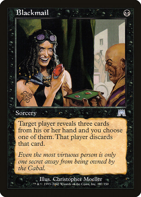 Ausgenutztes Wissen (Blackmail) - Onslaught (#127) - Illustrated by Christopher Moeller - Magic: The Gathering Card