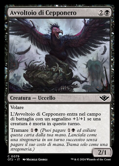 Avvoltoio di Cepponero (Blacksnag Buzzard) - Outlaws of Thunder Junction (#79) - Illustrated by Michele Giorgi - Magic: The Gathering Card