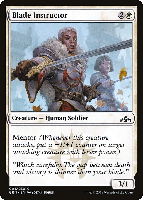 Blade Instructor - Guilds of Ravnica (#1) - Illustrated by Zoltan Boros - Magic: The Gathering Card