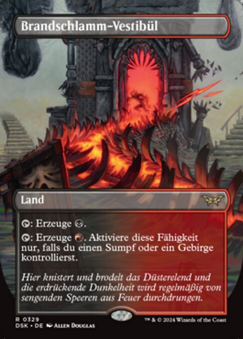 Brandschlamm-Vestibül (Blazemire Verge) - Duskmourn: House of Horror (#329) - Illustrated by Allen Douglas - Magic: The Gathering Card