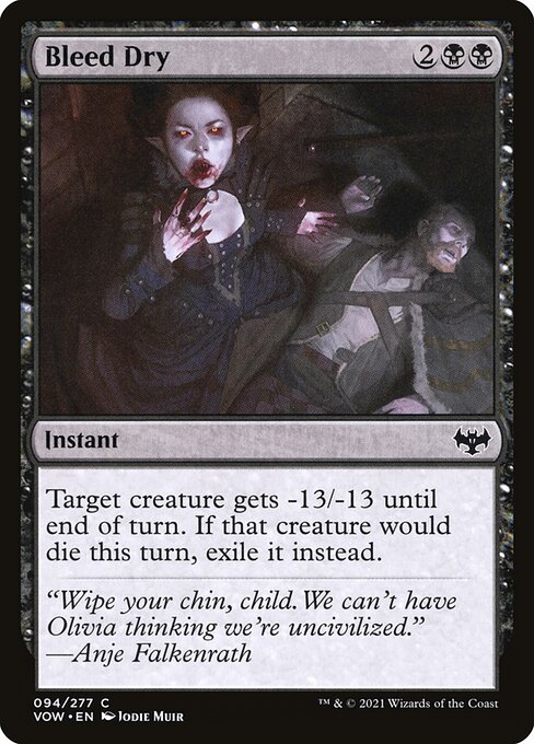 Bleed Dry - Innistrad: Crimson Vow (#94) - Illustrated by Jodie Muir - Magic: The Gathering Card