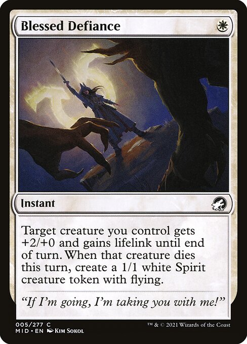 Desafío bendito (Blessed Defiance) - Innistrad: Midnight Hunt (#5) - Illustrated by Kim Sokol - Magic: The Gathering Card