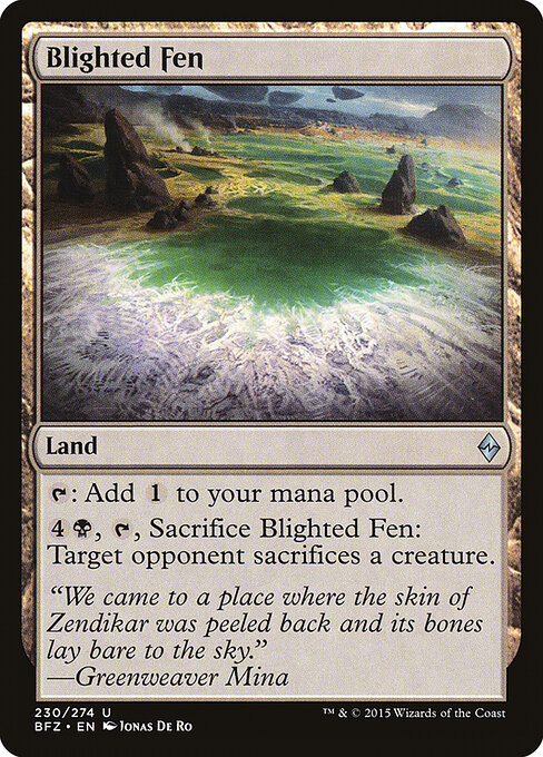 Acquitrino Morente (Blighted Fen) - Battle for Zendikar (#230) - Illustrated by Jonas De Ro - Magic: The Gathering Card