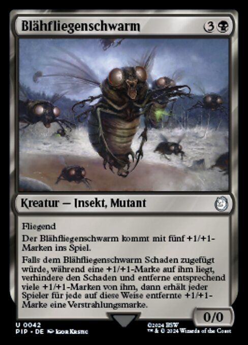 辐射蝇大群 (Bloatfly Swarm) - Fallout (#42) - Illustrated by Igor Krstic - Magic: The Gathering Card