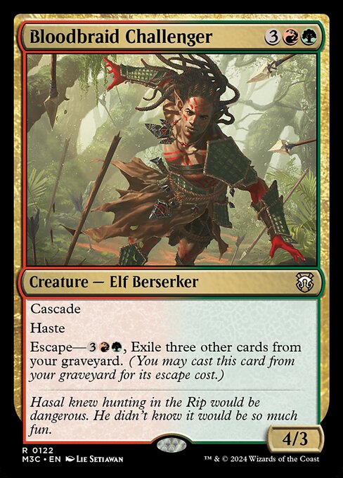 血編み髪の挑戦者 (Bloodbraid Challenger) - Modern Horizons 3 Commander (#122) - Illustrated by Lie Setiawan - Magic: The Gathering Card