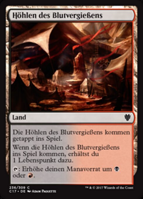 血溜まりの洞窟 (Bloodfell Caves) - Tarkir: Dragonstorm (#250) - Illustrated by Piotr Dura - Magic: The Gathering Card