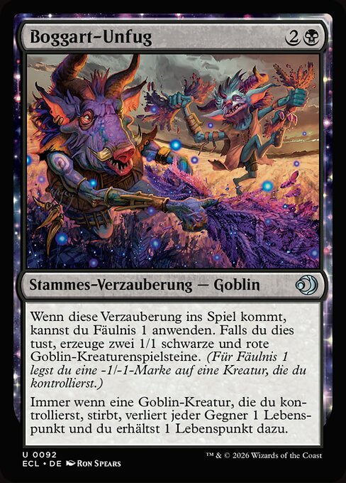 Dispetti dei Boggart (Boggart Mischief) - Lorwyn Eclipsed (#92) - Illustrated by Ron Spears - Magic: The Gathering Card