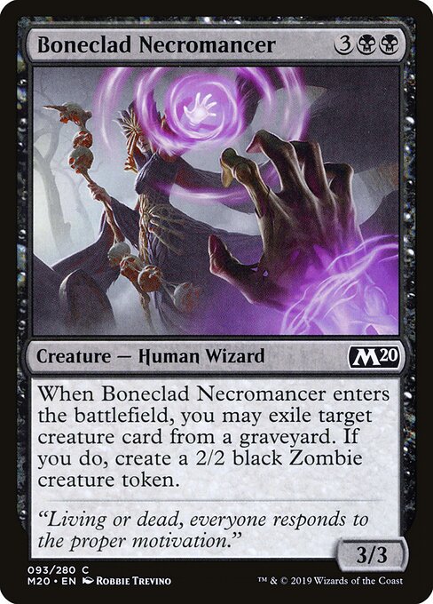 Boneclad Necromancer - Core Set 2020 (#93) - Illustrated by Robbie Trevino - Magic: The Gathering Card