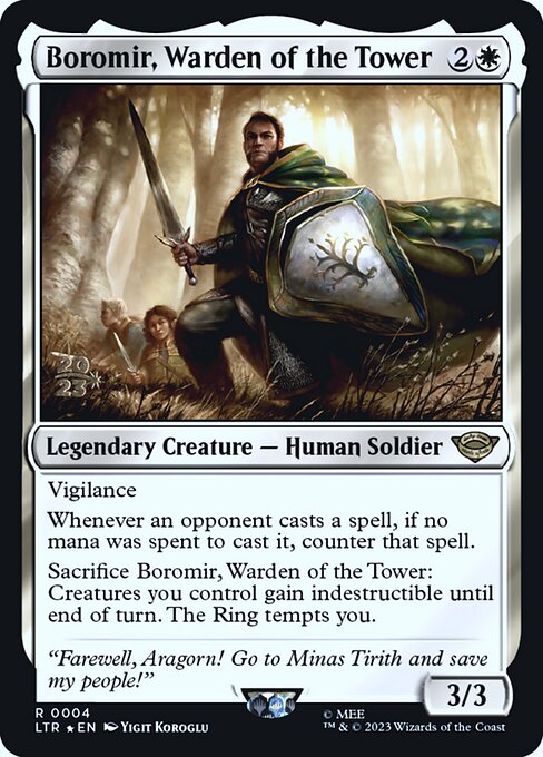 Boromir, Warden of the Tower - Tales of Middle-earth Promos (#4s) - Illustrated by Yigit Koroglu - Magic: The Gathering Card