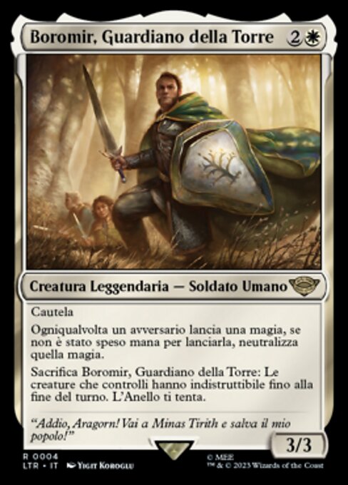 Boromir, Wächter des Turms (Boromir, Warden of the Tower) - The Lord of the Rings: Tales of Middle-earth (#4) - Illustrated by Yigit Koroglu - Magic: The Gathering Card