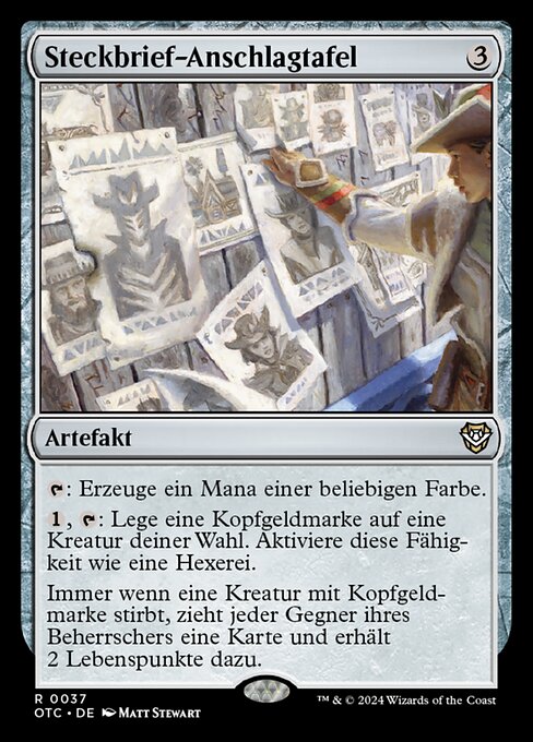Steckbrief-Anschlagtafel (Bounty Board) - Outlaws of Thunder Junction Commander (#37) - Illustrated by Matt Stewart - Magic: The Gathering Card