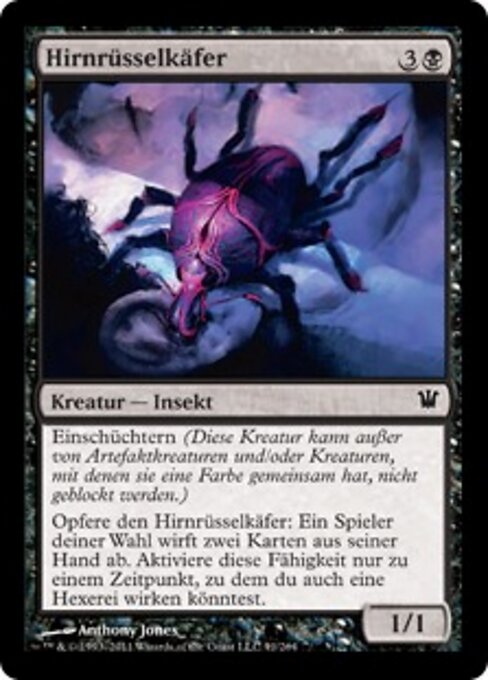 钻脑象鼻虫 (Brain Weevil) - Innistrad (#91) - Illustrated by Anthony Jones - Magic: The Gathering Card