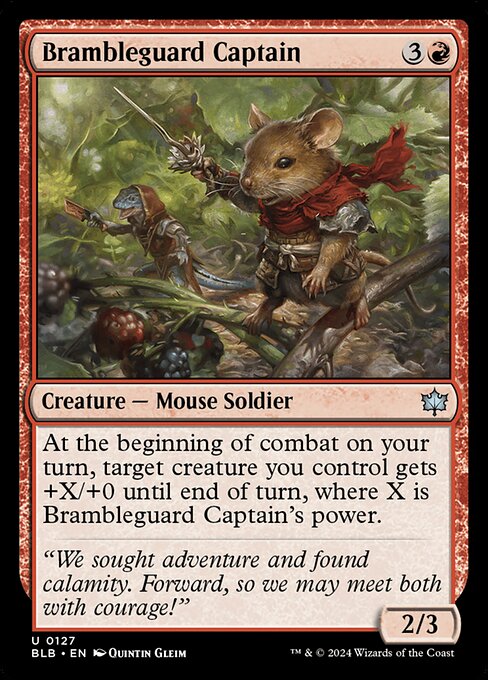 茨守りの隊長 (Brambleguard Captain) - Bloomburrow (#127) - Illustrated by Quintin Gleim - Magic: The Gathering Card