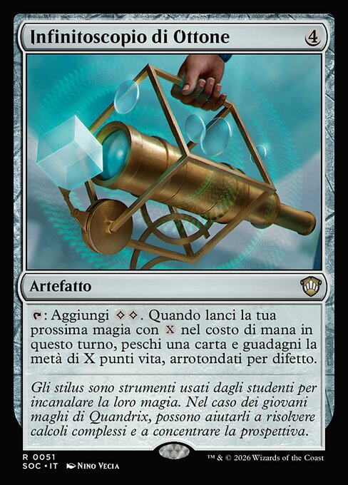 Infiniscope en cuivre (Brass Infiniscope) - Secrets of Strixhaven Commander (#99) - Illustrated by Nino Vecia - Magic: The Gathering Card