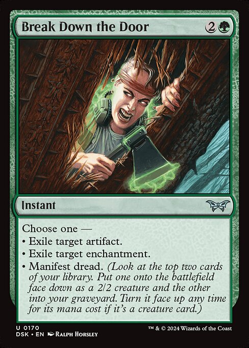 Türe aufbrechen (Break Down the Door) - Duskmourn: House of Horror (#170) - Illustrated by Ralph Horsley - Magic: The Gathering Card