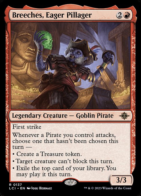 Breeches, Eager Pillager - The Lost Caverns of Ixalan (#137) - Illustrated by Josu Hernaiz - Magic: The Gathering Card