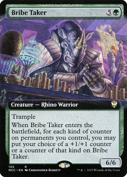 収賄者 (Bribe Taker) - New Capenna Commander (#155) - Illustrated by Christopher Burdett - Magic: The Gathering Card
