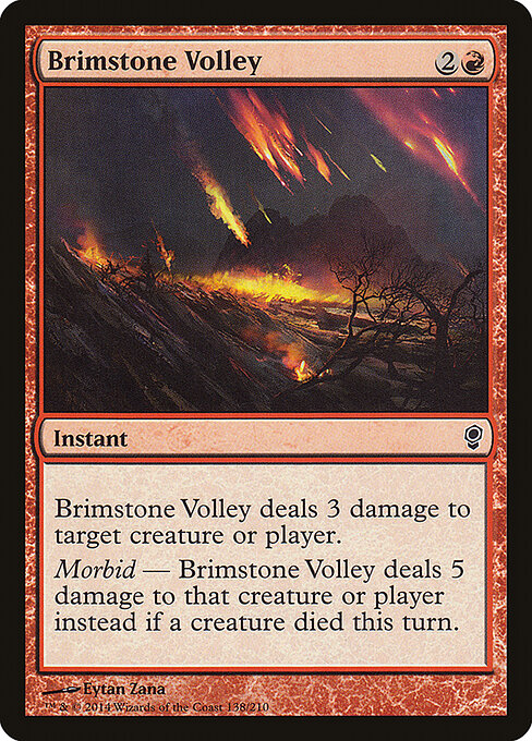 Серный Залп (Brimstone Volley) - Innistrad (#132) - Illustrated by Eytan Zana - Magic: The Gathering Card