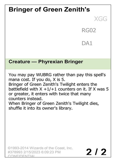 Bringer of Green Zenith's Twilight - Unknown Event (#RG02a) - Magic: The Gathering Card