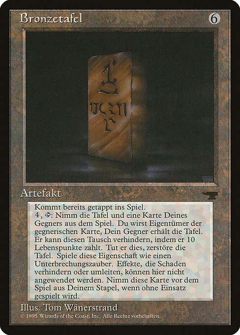 Bronze Tablet - Antiquities (#42) - Illustrated by Tom Wänerstrand - Magic: The Gathering Card