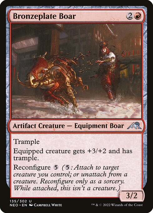 Bronzeplate Boar - Kamigawa: Neon Dynasty (#135) - Illustrated by Campbell White - Magic: The Gathering Card