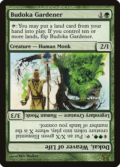 Budoka Gardener // Dokai, Weaver of Life - Champions of Kamigawa (#202) - Illustrated by Kev Walker - Magic: The Gathering Card